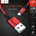Black nylon braided fast charging cable with durable aluminum alloy connector for mobile phones.