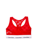 Women's semi-transparent mesh bralette with polka dot texture and elasticated underbust logo band