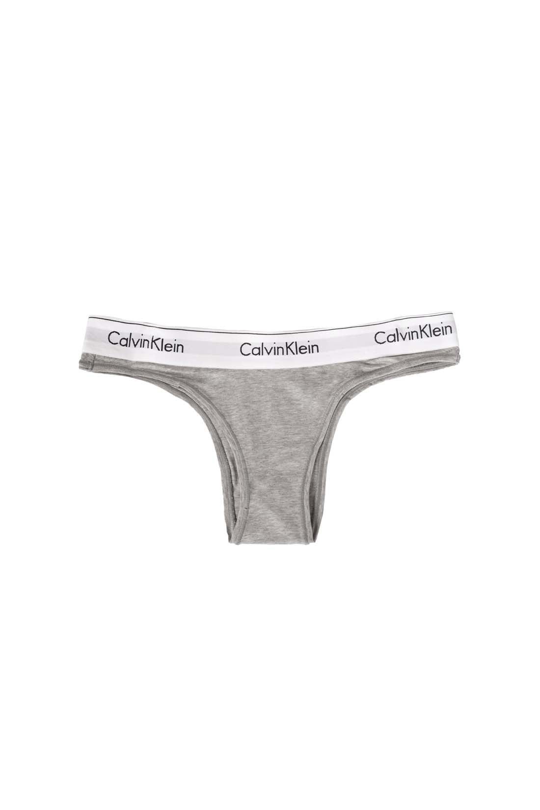 Heather grey women's brazilian briefs with contrasting Calvin Klein logo waistband and soft cotton blend — view 14