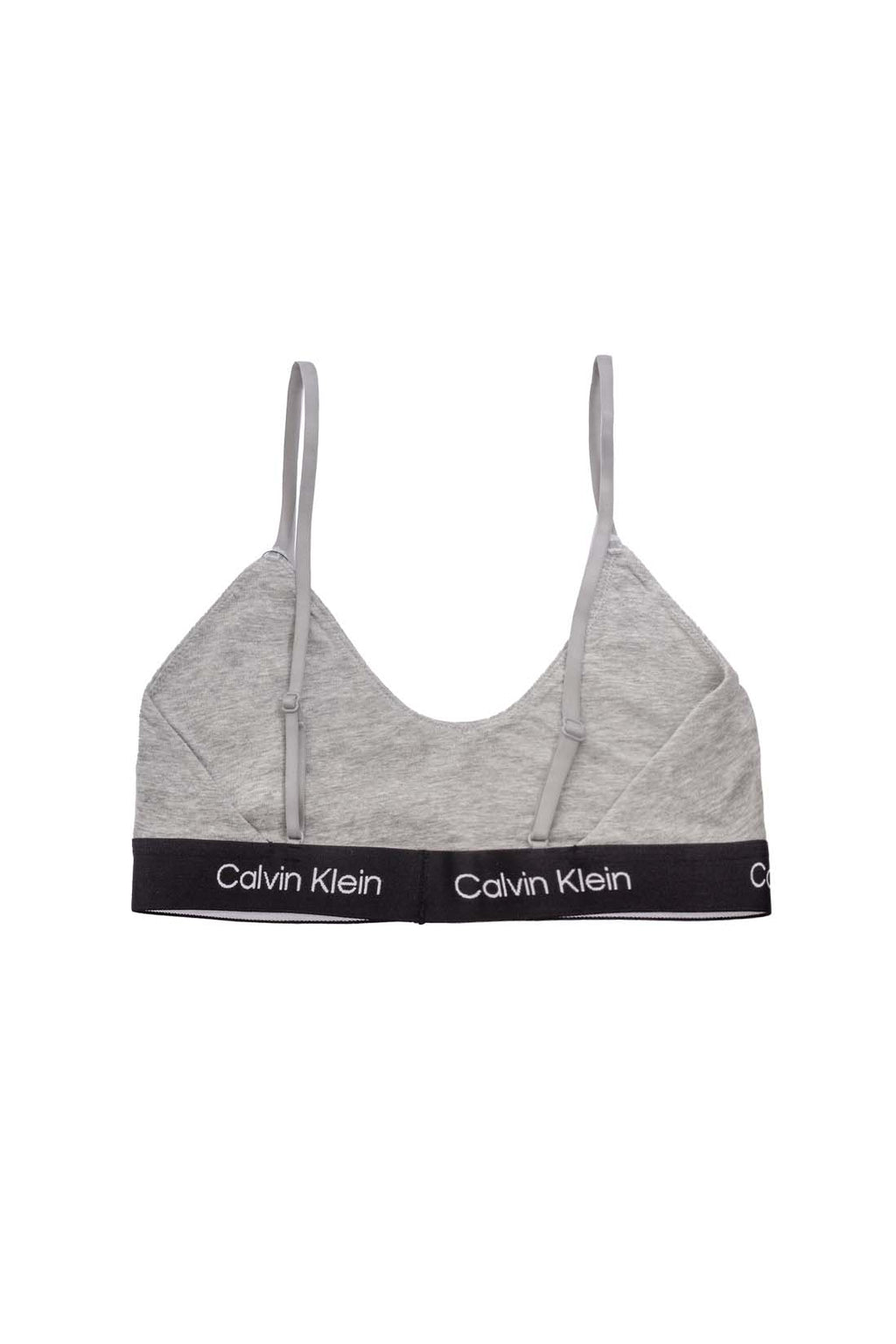 Black Calvin Klein women's cotton bralette with thin adjustable straps and iconic contrasting logo underbust band — view 13