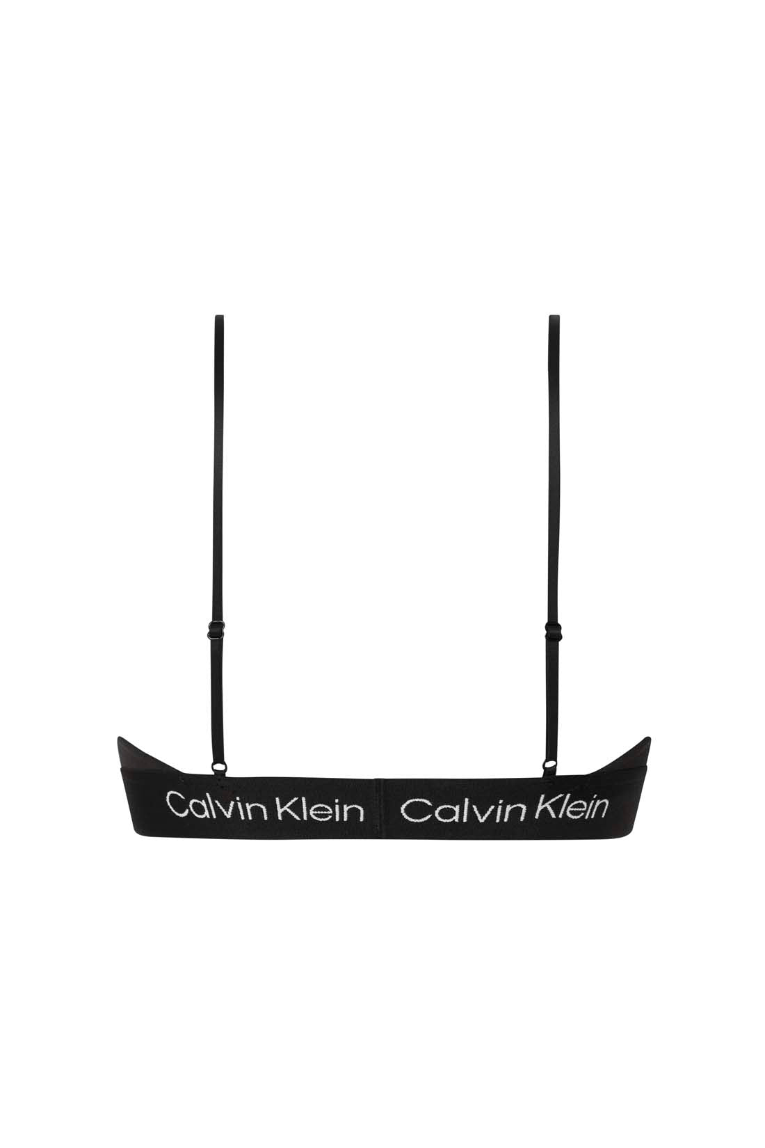 Black Calvin Klein women's cotton bralette with thin adjustable straps and iconic contrasting logo underbust band — view 25