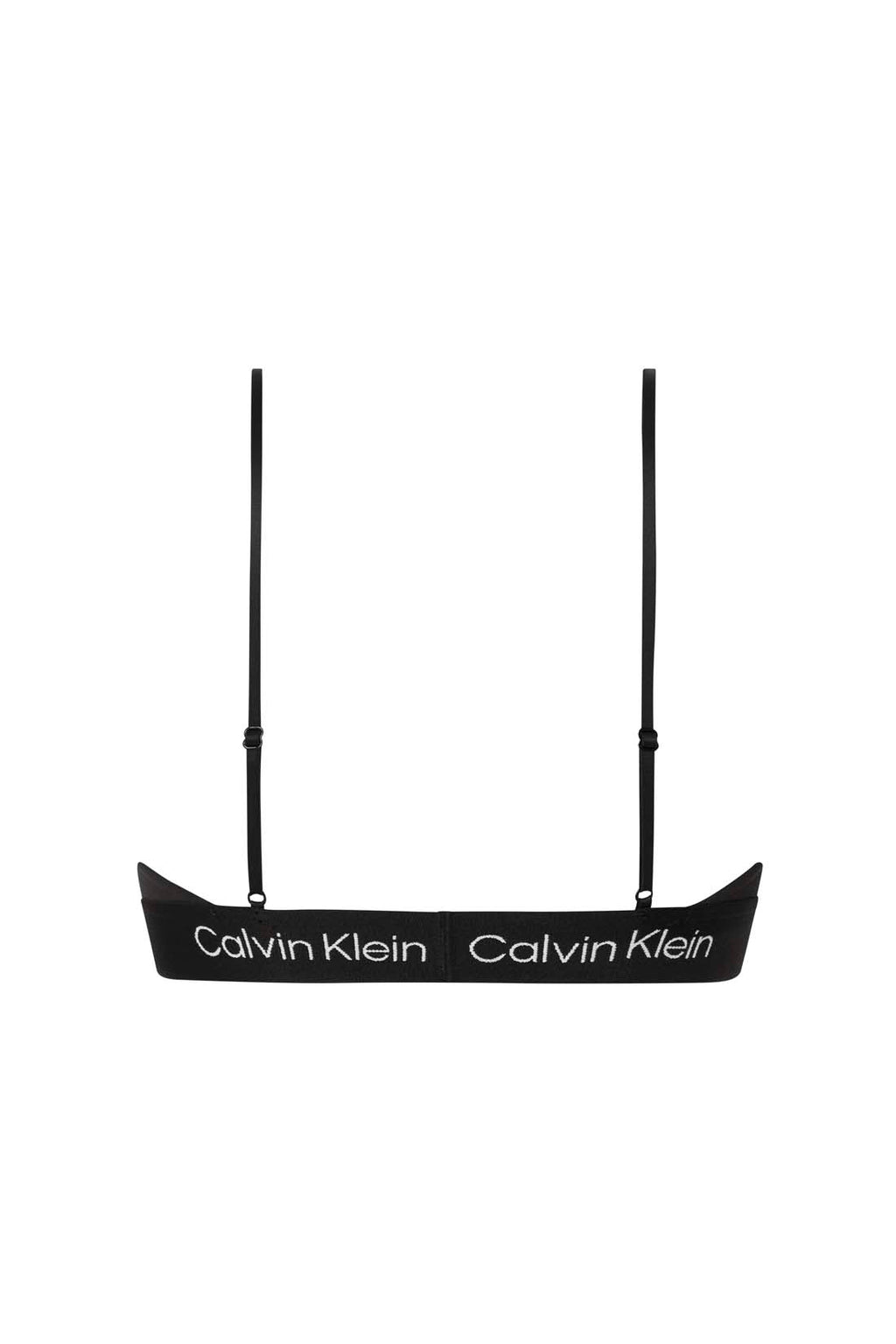 Black Calvin Klein women's cotton bralette with thin adjustable straps and iconic contrasting logo underbust band — view 25