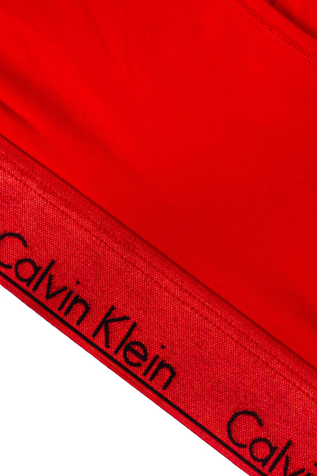 Women's red stretch cotton racerback bralette with metallic logo underbust band — view 9