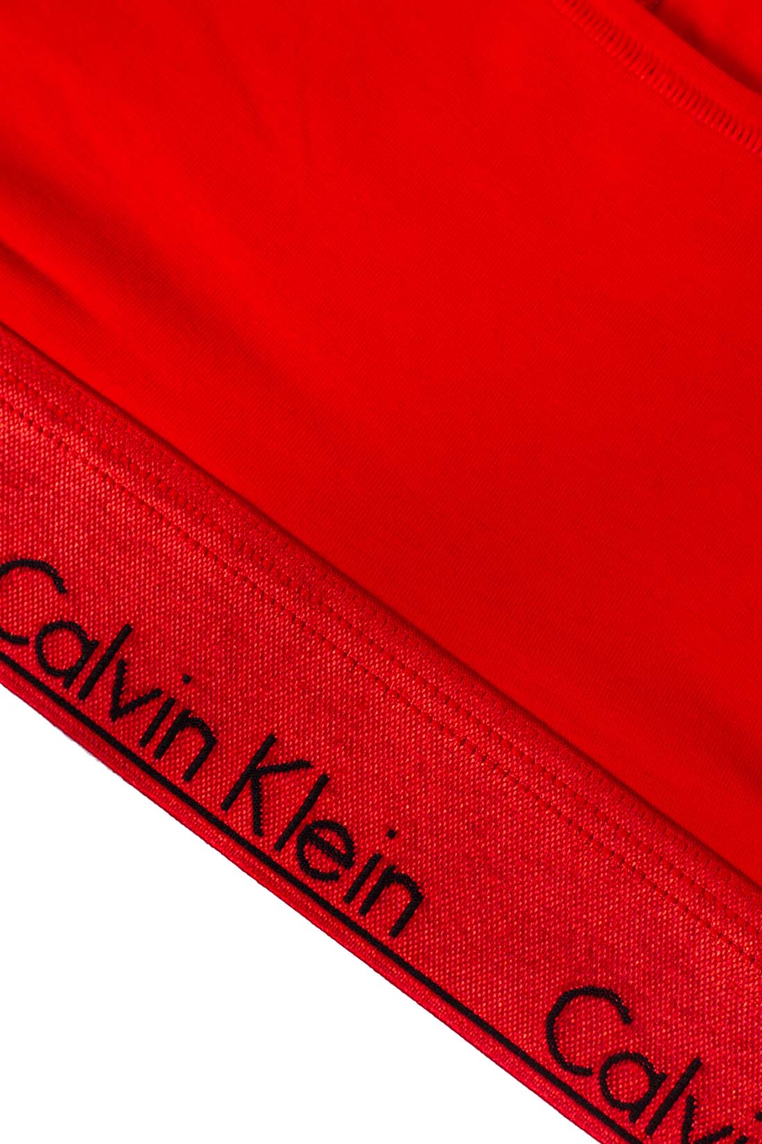 Women's red stretch cotton racerback bralette with metallic logo underbust band — view 15