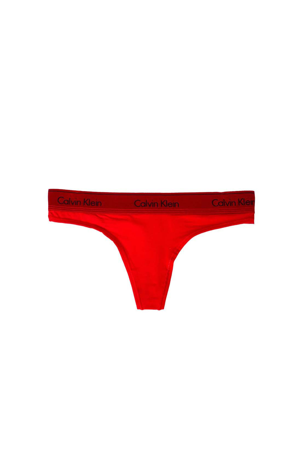 Vibrant red Calvin Klein stretch cotton women's thong with signature logo elasticated waistband — view 2