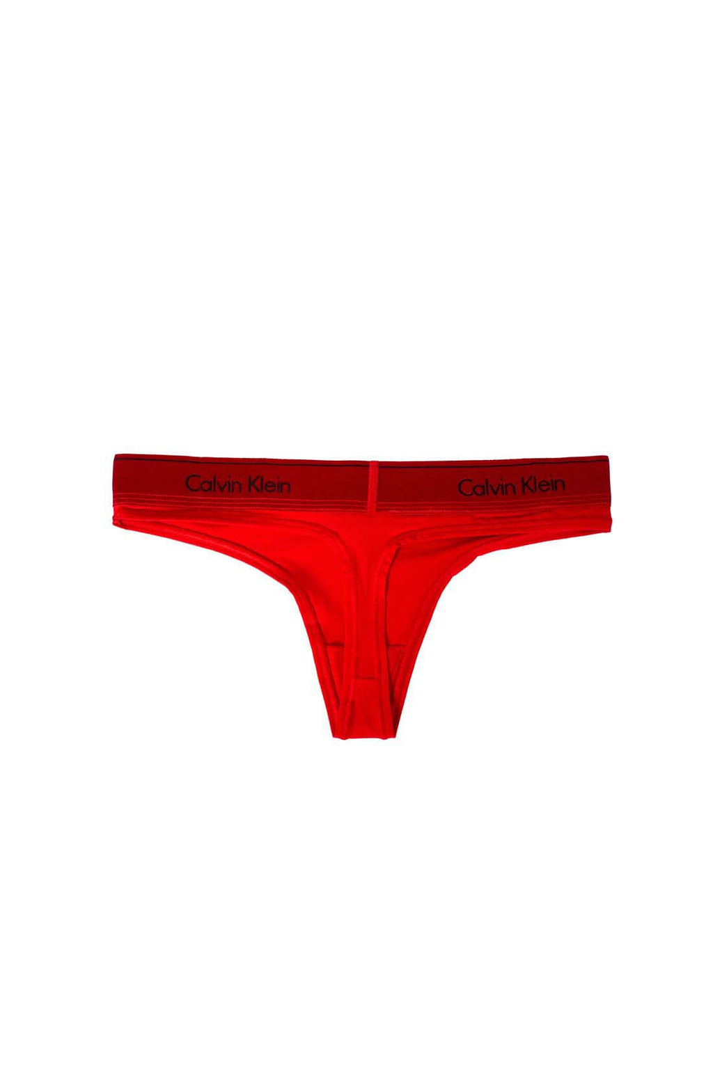 Vibrant red Calvin Klein stretch cotton women's thong with signature logo elasticated waistband