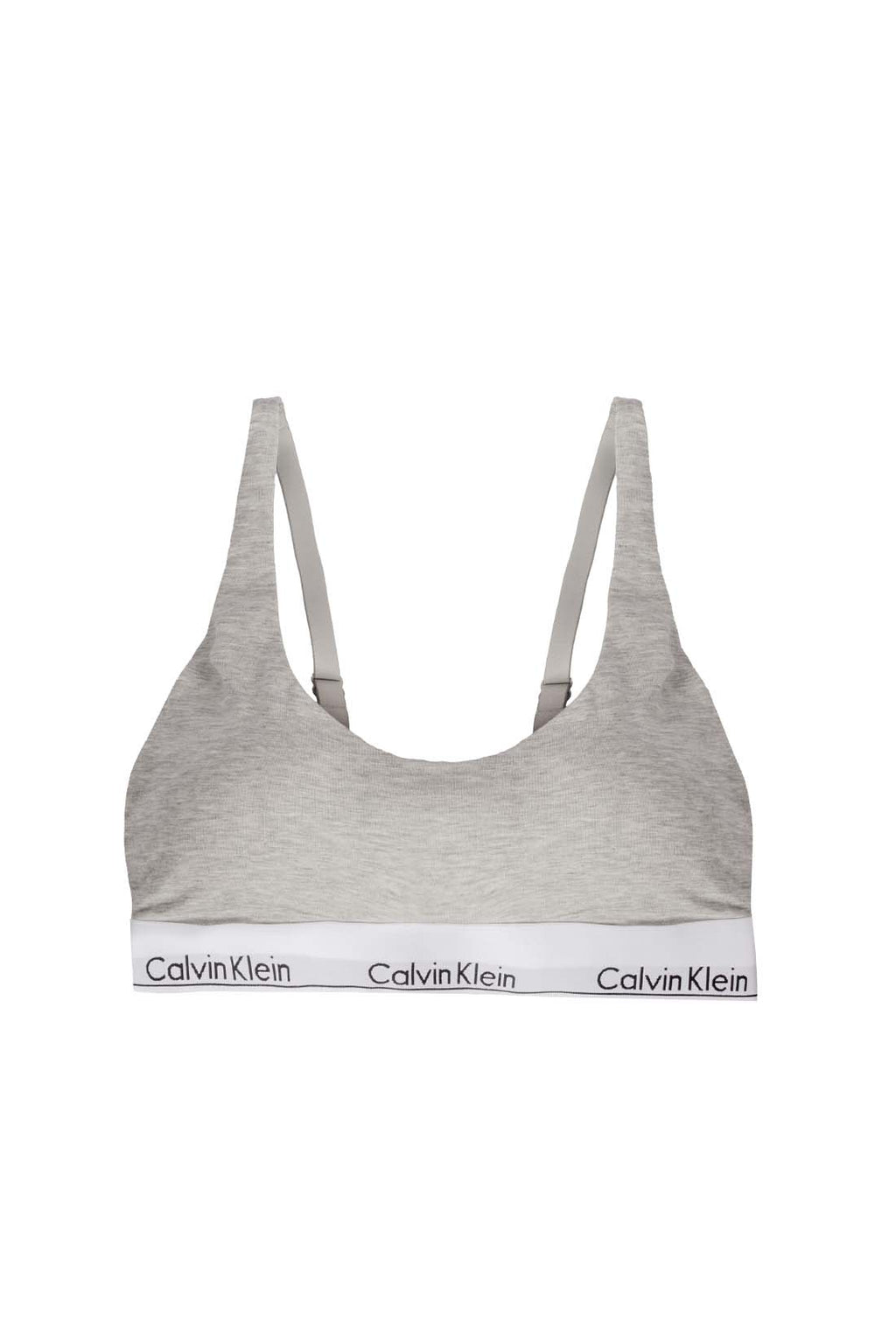 Heather grey stretch cotton women's brassiere with signature logo underbust band and adjustable straps