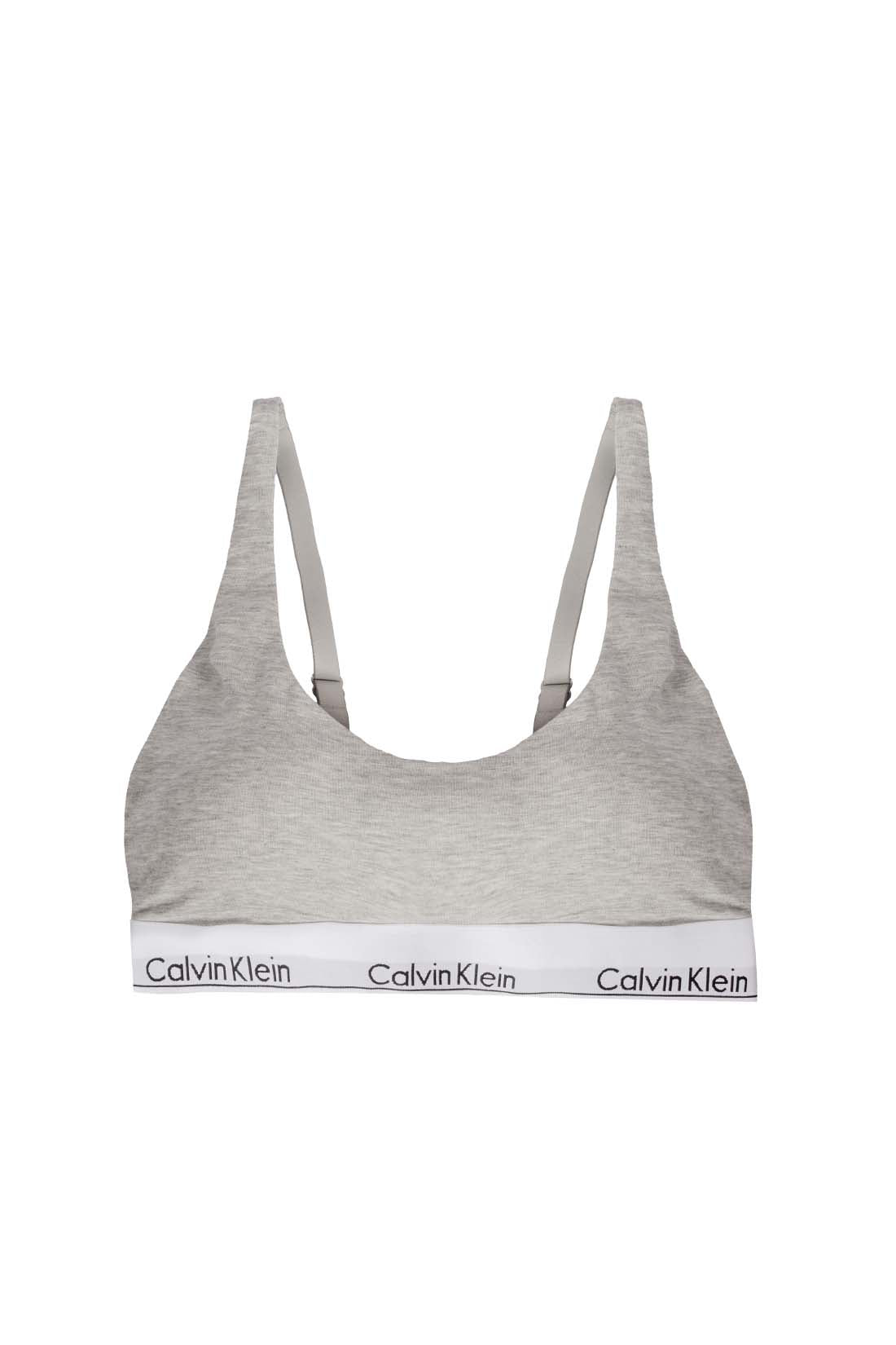 Heather grey stretch cotton women's brassiere with signature logo underbust band and adjustable straps — view 8