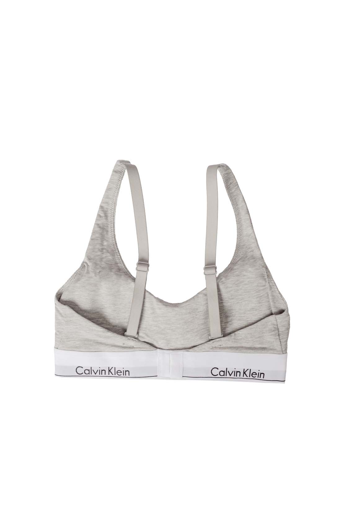 Heather grey Calvin Klein women's bra with adjustable shoulder straps and logo underbust band — view 7