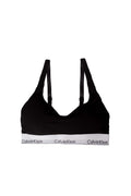 Black women's stretch cotton bra with adjustable shoulder straps and logo underbust band