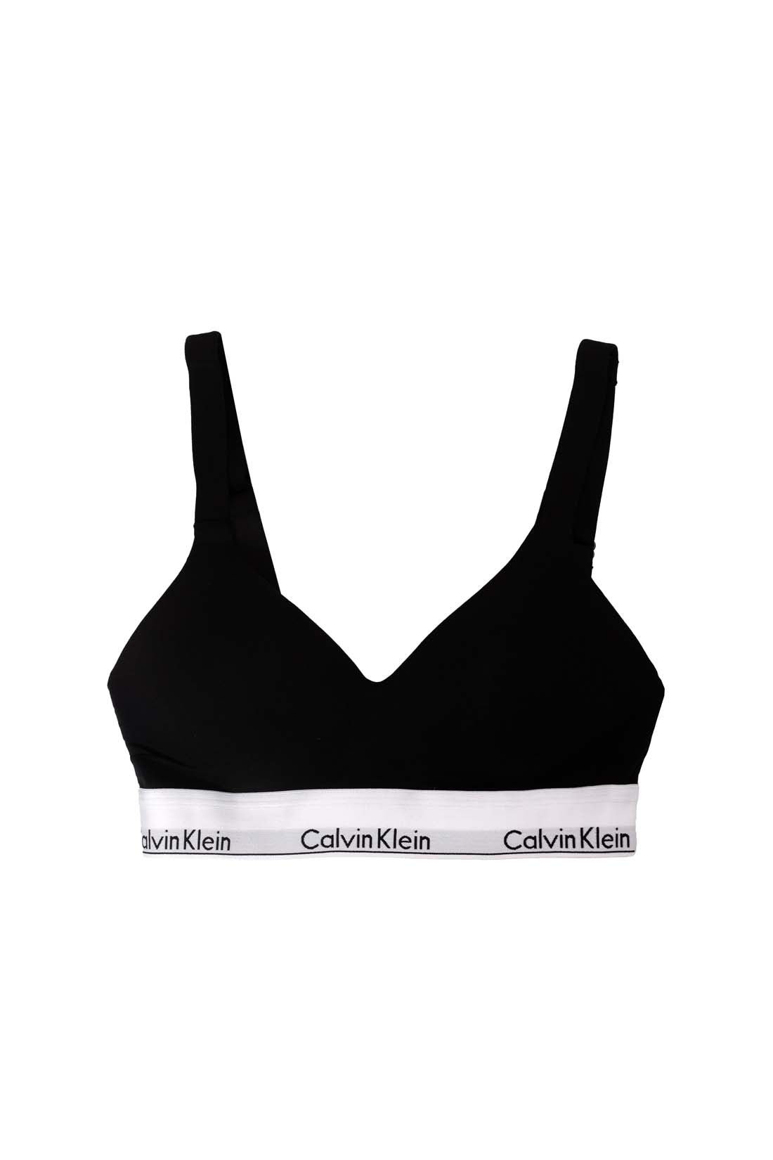 Women's black cotton blend bra with adjustable straps, soft contoured cups, and logo underbust band. — view 30