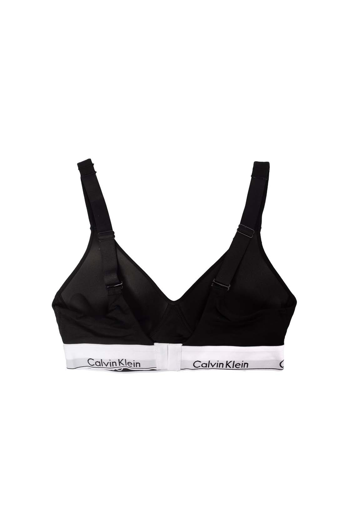 Women's black cotton blend bra with adjustable straps, soft contoured cups, and logo underbust band. — view 31