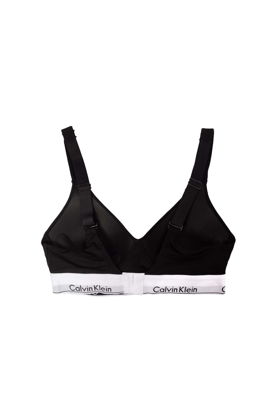 Women's black cotton modal bra with adjustable straps, padded cups, and elasticated logo underbust band — view 5