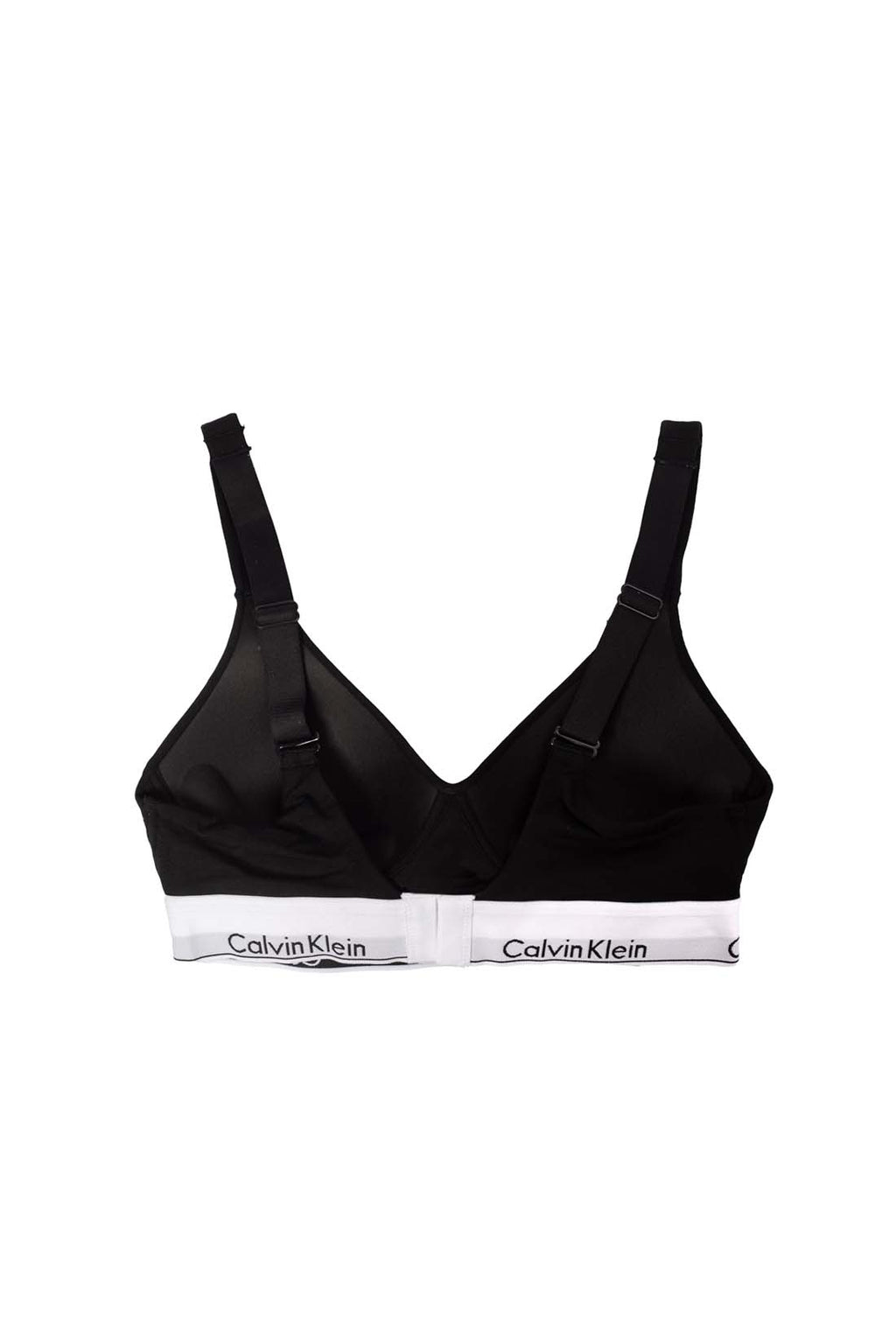 Women's black cotton modal bra with adjustable straps, padded cups, and elasticated logo underbust band — view 2