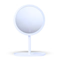 White round smart LED tabletop makeup vanity mirror with illuminated ring light and adjustable stand