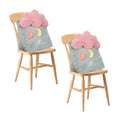 Two green cloud shaped plush wedge pillows for lumbar support on a bed or sofa