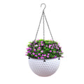 SOGA white large hanging resin flower pot self watering basket planter displaying lush green trailing vines