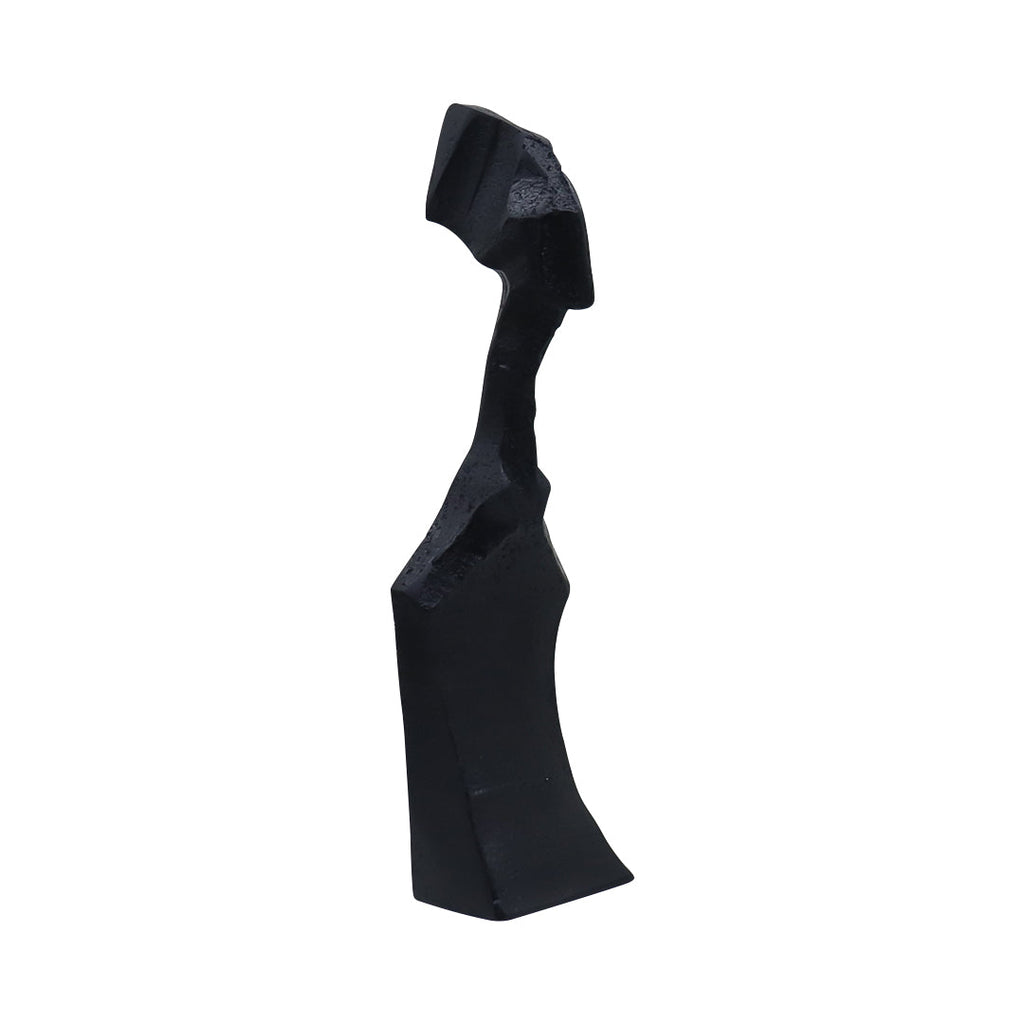 Matte black abstract geometric resin sculpture 40cm modern minimalist art accent piece for home decor
