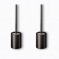 Black wall-mounted aluminum toilet brush set with minimalist holder and comfortable ergonomic handle