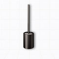Black wall-mounted aluminum toilet brush with holder and ergonomic handle for modern bathroom cleaning