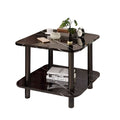 Modern round black side table featuring a stone-patterned surface and solid pine wood legs