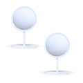 White round smart LED makeup vanity mirror set of two with illuminated tricolor dimmable lighting ring
