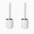 White wall-mounted aluminum toilet brush and holder set with ergonomic handle and hygienic bristles