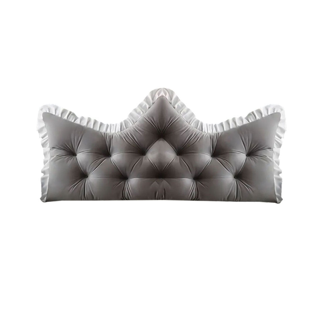 Grey 150cm crown headboard pillow featuring a plush tufted design for cozy bed backrest support