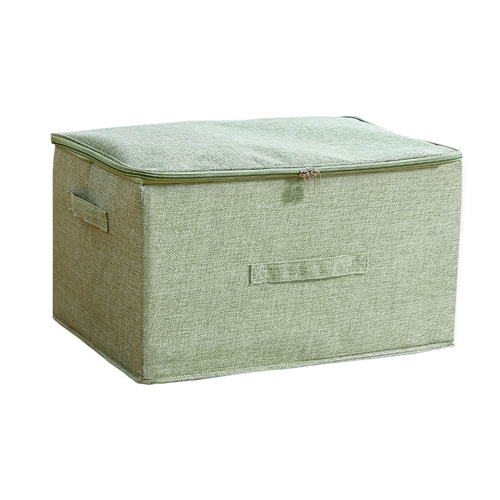 Large green foldable storage box with double zipper and reinforced handles for home organization