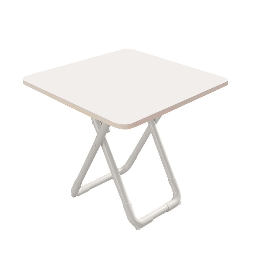 Modern minimalist 80cm white square table with matching white wooden legs for dining or office use