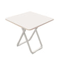 Modern minimalist 80cm white square table with matching white wooden legs for dining or office use