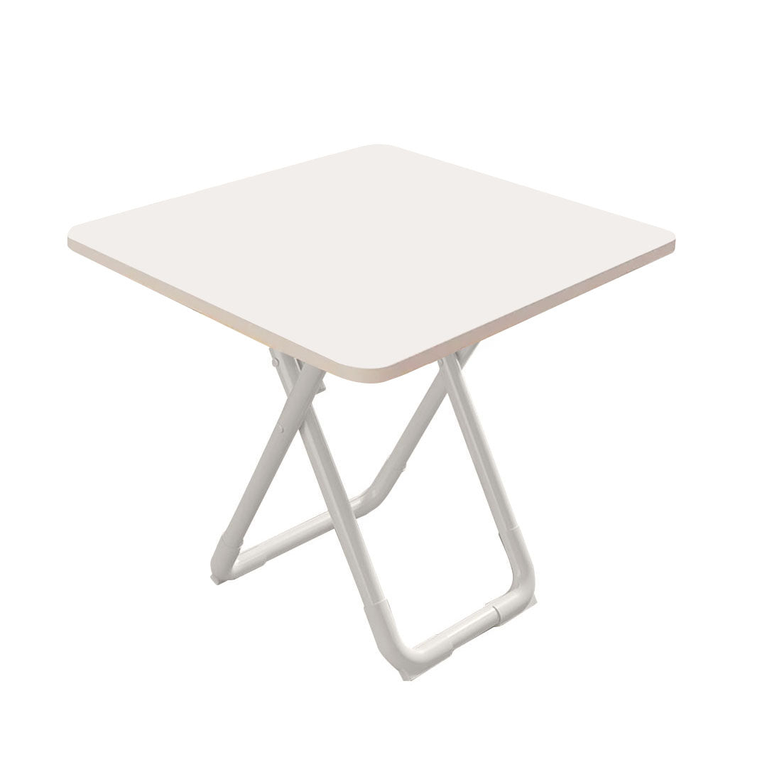 Modern minimalist 80cm white square table with matching white wooden legs for dining or office use