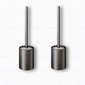 Two dark grey wall-mounted aluminum toilet brushes with ventilated holders and hygienic bristles