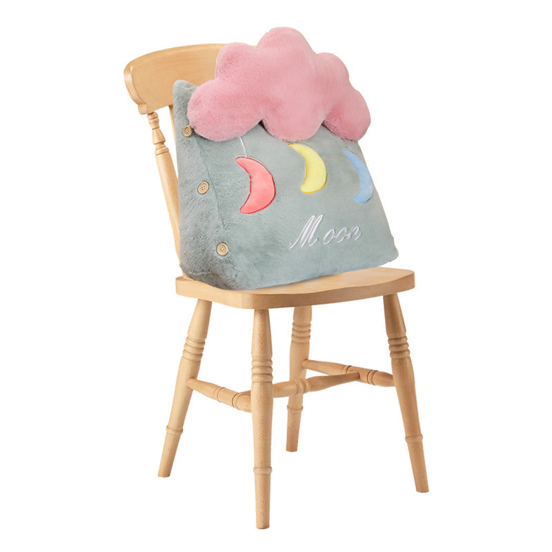 Green cloud shaped wedge cushion providing soft lumbar support for beds and sofas