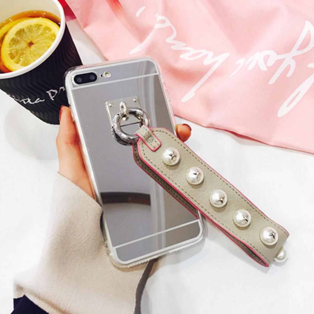 Luxury silver mirror back iPhone case featuring a durable and shockproof hard shell exterior design — view 2