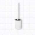White aluminum wall-mounted toilet brush with holder and ergonomic handle for bathroom cleaning