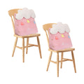 Two pink cute cloud shaped plush lumbar wedge pillows for bed or sofa