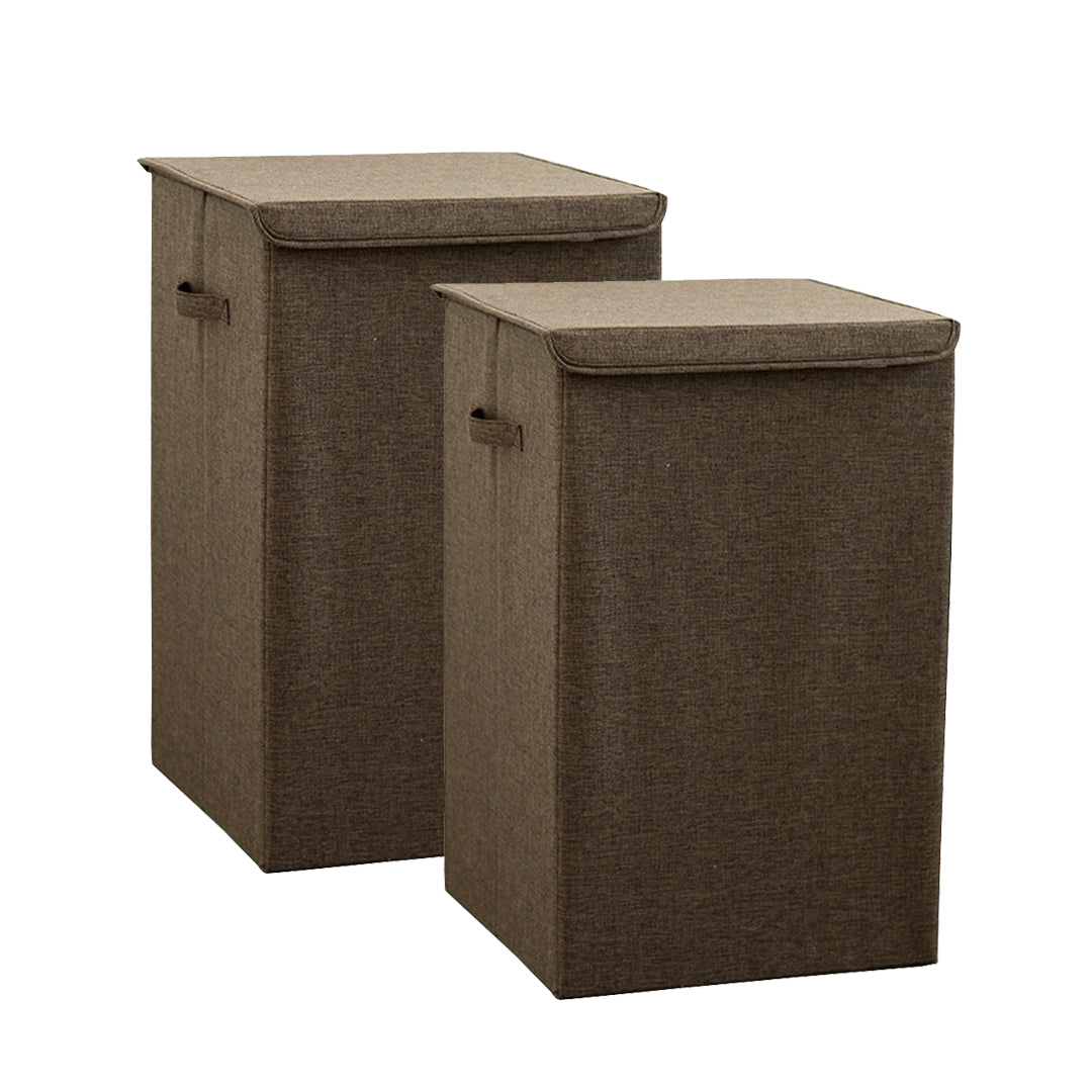 Coffee brown medium collapsible laundry hamper storage box made of premium fabric and cardboard