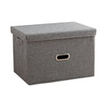 Large grey canvas foldable storage box with reinforced handles for home organization