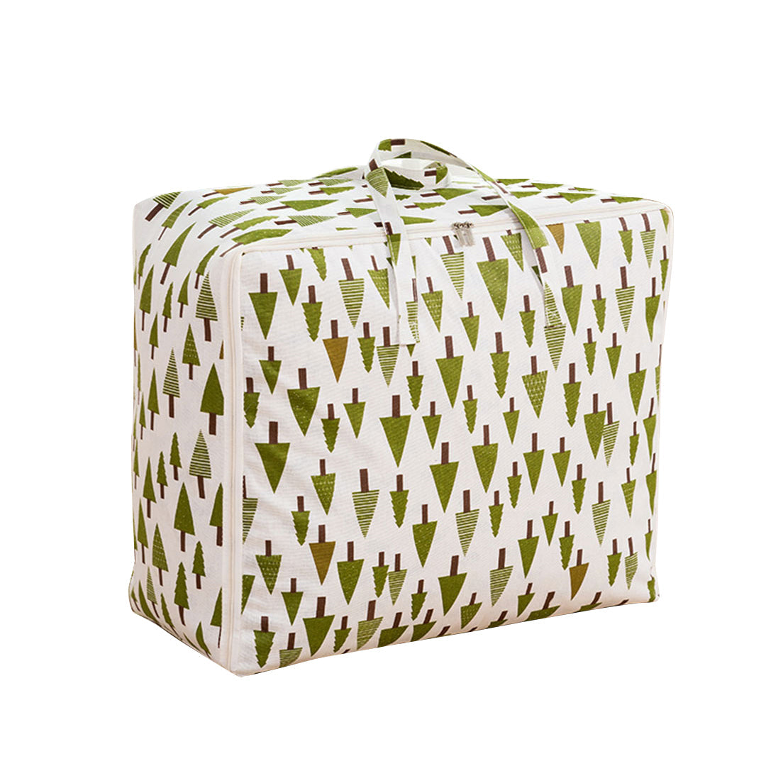 SOGA green pine tree patterned medium foldable travel storage luggage bag with double zippers and handles