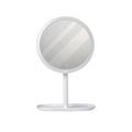 White round 26cm smart LED makeup vanity mirror with tricolor adjustable light on dressing table