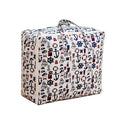 Large foldable nautical print travel storage bag with double zippers and cross-stitched carrying handles