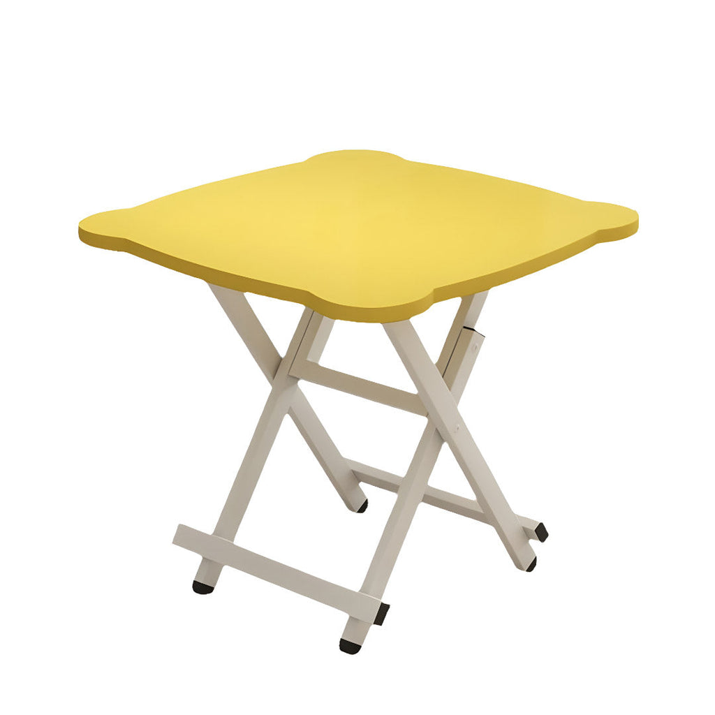 Yellow minimalist folding table with white metal legs for modern indoor and outdoor living spaces