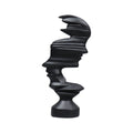 Matte black dual-face abstract resin sculpture standing 44cm tall for modern home decor