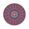 Purple mandala round area rug with anti-slip backing for modern living room decor
