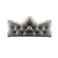 Grey tufted crown headboard cushion pillow with plush polyester fabric and elegant bedroom styling