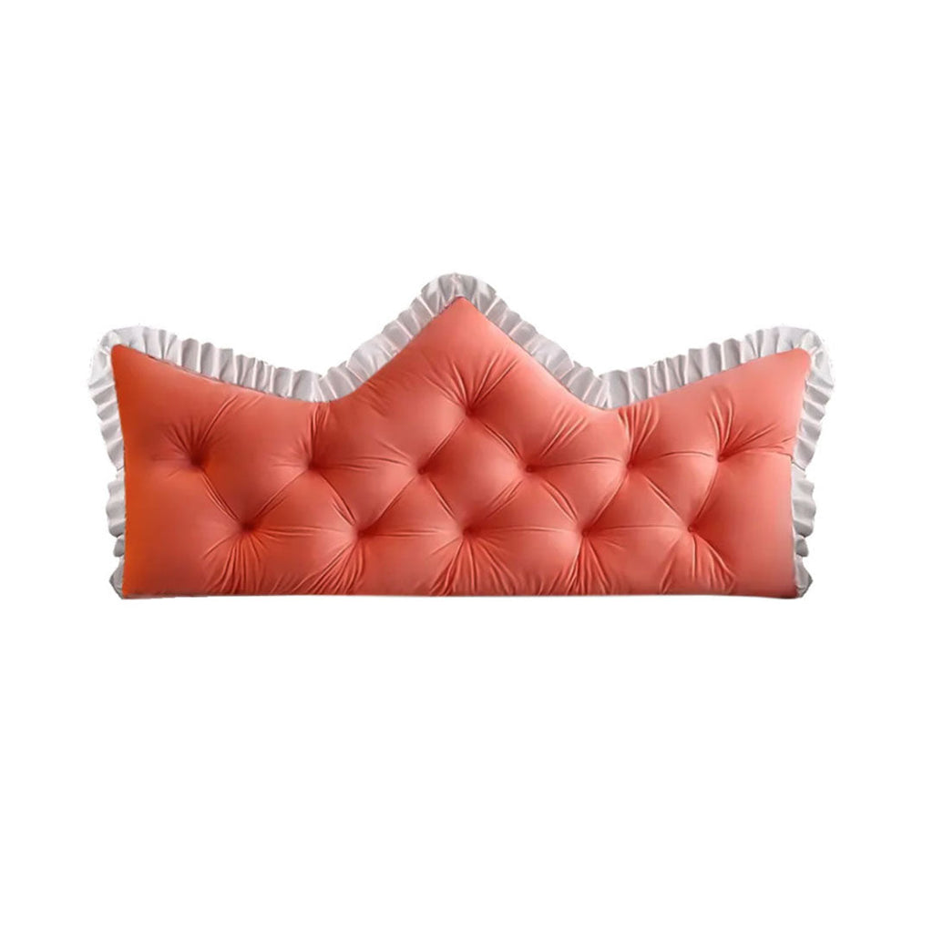 Pink tufted crown shaped headboard pillow for queen and king beds with plush back support
