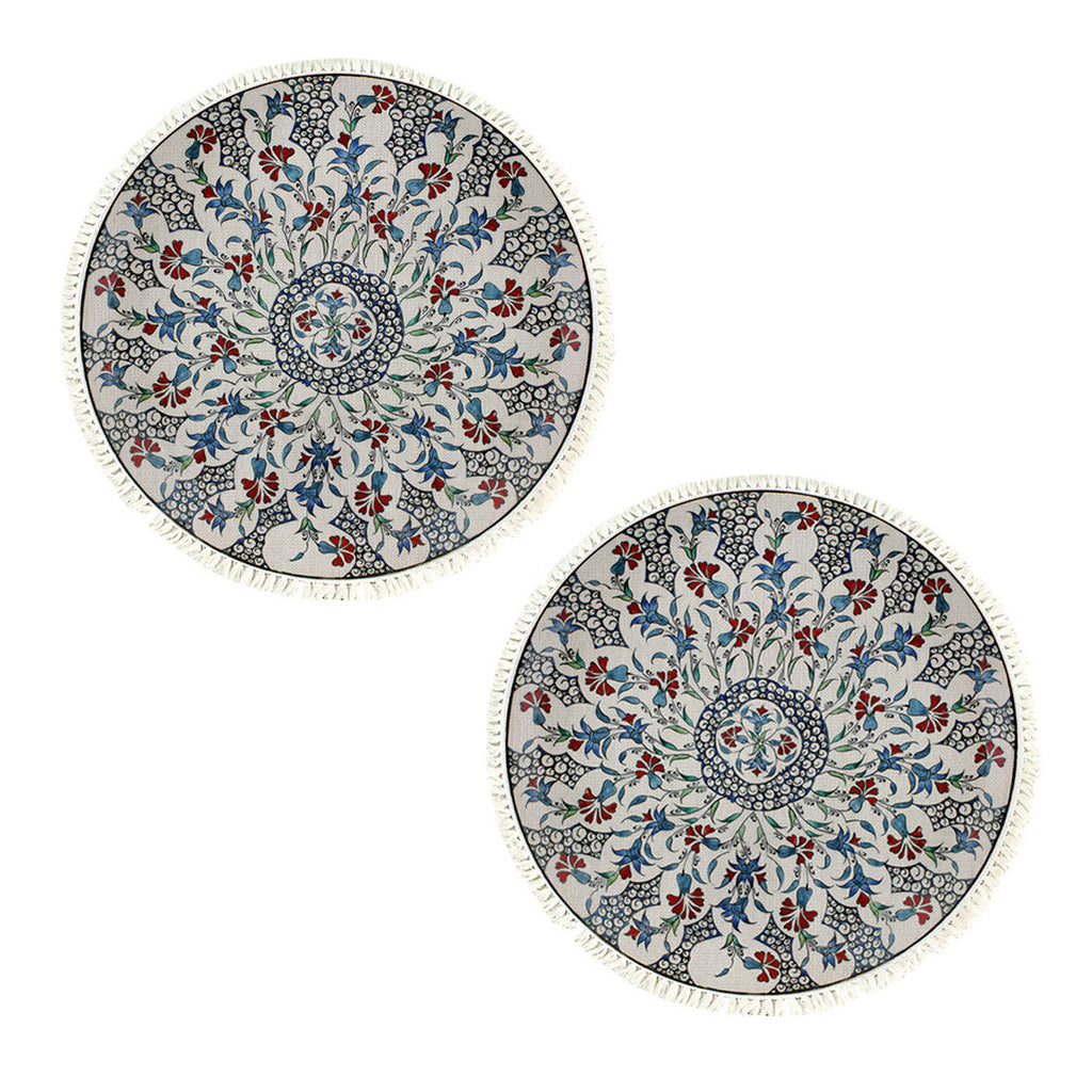 Two 120cm round mandala area rugs with intricate pattern for living room and bedroom floor decor
