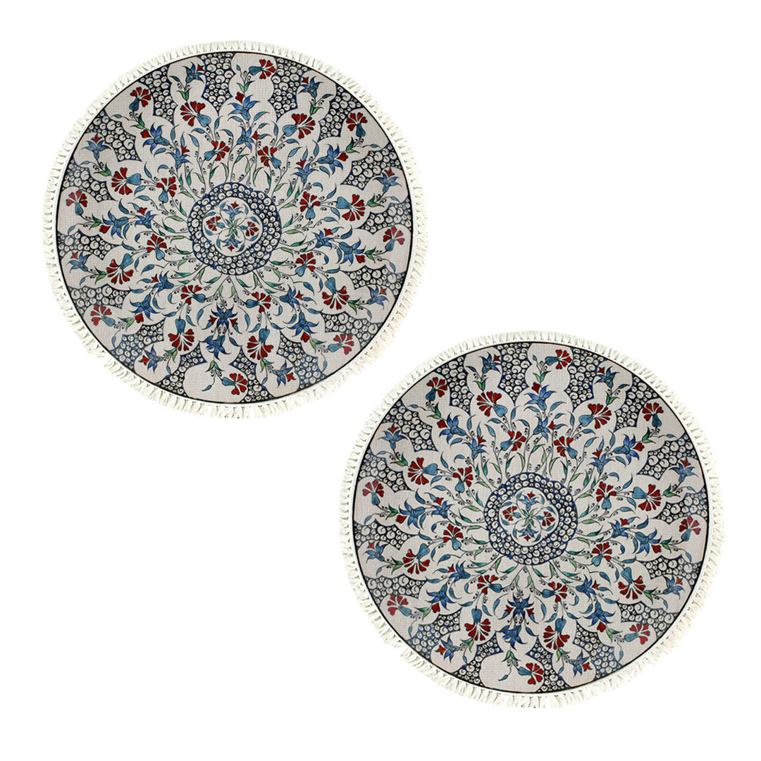 Two 120cm round mandala area rugs with intricate pattern for living room and bedroom floor decor