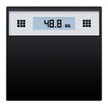 Electronic talking bathroom scale in tempered glass with large LCD display and digital weight numbers